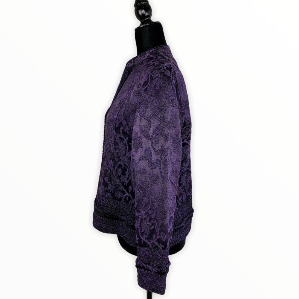 Coldwater Creek Rich Purple Tapestry Brocade Jacket size Petite Medium - Picture 5 of 14